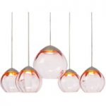 1022082 : Runde LED-Hängelampe Soft 5-flg., Gläser rosa | Sehr große Auswahl Lampen und Leuchten.