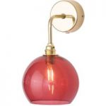 3064081 : EBB & FLOW Rowan Wandlampe gold Schirm rot | Sehr große Auswahl Lampen und Leuchten.