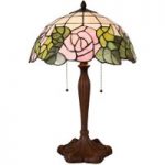 6064362 : Tischlampe 5912, floraler Tiffany-Look, rosé-grün | Sehr große Auswahl Lampen und Leuchten.