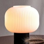 7006306 : Tischleuchte Milford mit Glasschirm, Fuß schwarz | Sehr große Auswahl Lampen und Leuchten.
