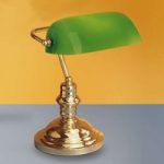7253629 : Tischlampe Onella im Banker-Stil, grün | Sehr große Auswahl Lampen und Leuchten.