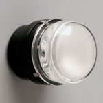 7265005 : Oluce Fresnel Wandlampe m. Glaslinse IP44 schwarz | Sehr große Auswahl Lampen und Leuchten.