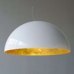 7265040 : Oluce Sonora - halbrunde Hängelampe weiß-gold | Sehr große Auswahl Lampen und Leuchten.