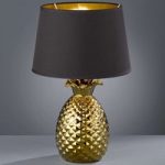 8029243 : Gold-schwarze Textil-Tischlampe Pineapple, 45 cm | Sehr große Auswahl Lampen und Leuchten.