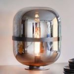 8589083 : Tischleuchte Baloni mit rauchgrauem Glasschirm | Sehr große Auswahl Lampen und Leuchten.
