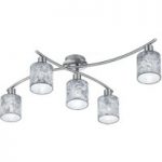 9005337 : Garda - fünfflammige Deckenlampe Schirme silber | Sehr große Auswahl Lampen und Leuchten.