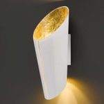 9005457 : Außen weiß und innen gold - Glas-Wandlampe Madeira | Sehr große Auswahl Lampen und Leuchten.