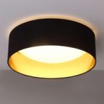 9620640 : Stoff-Deckenlampe Coleen in Schwarz, innen gold | Sehr große Auswahl Lampen und Leuchten.