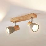 9621837 : LED-Strahler Filiz aus Holz und Beton, 2-flammig | Sehr große Auswahl Lampen und Leuchten.
