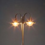 9960019 : Edelstahl-Mastleuchte Damion mit 2 Leuchtköpfen | Sehr große Auswahl Lampen und Leuchten.
